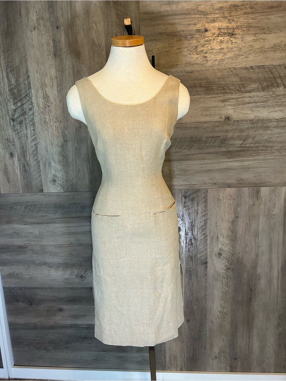 Dolce & Gabbana Sleeveless Sheath Dress in Light Beige